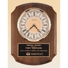 American Walnut Vertical Wall Clock 10 1/2 x 13" Branded