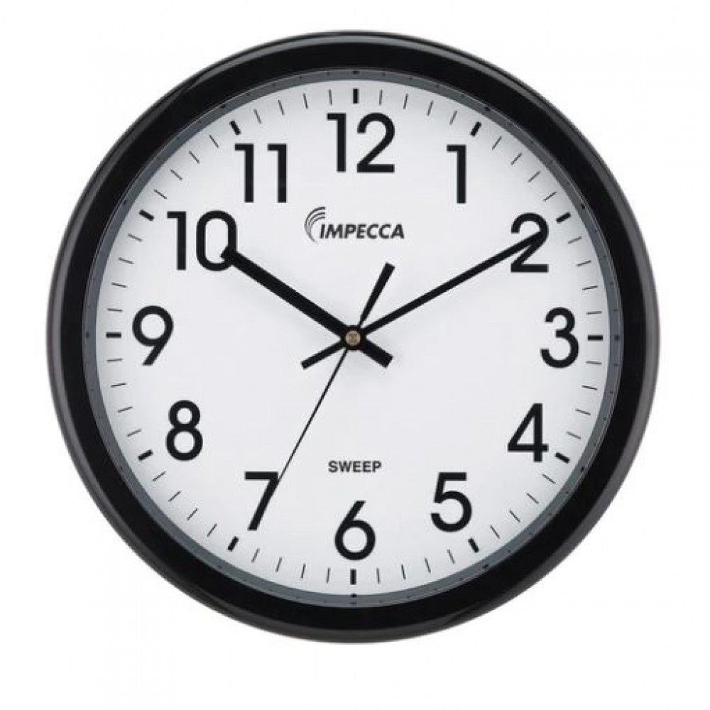 Impecca 12 Inch Quiet Movement Wall Clock Black Custom Imprinted