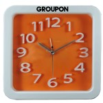 Large Retro Look Analog Alarm Clock (Orange) Custom Imprinted