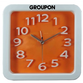 Large Retro Look Analog Alarm Clock (Orange) Custom Imprinted