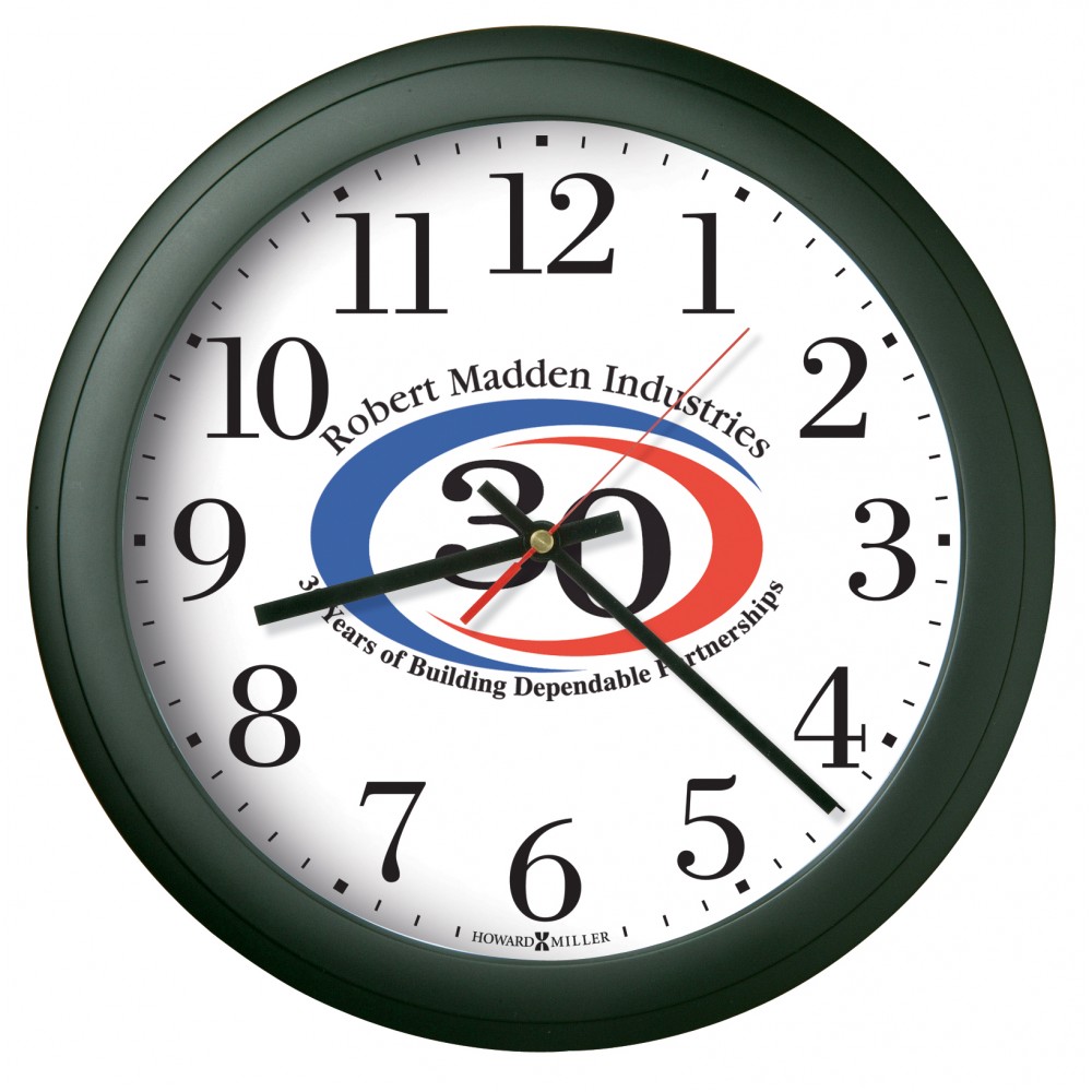 Custom Printed Howard Miller Norcross Wall Clock/ Daylight Savings (Full Color Dial)