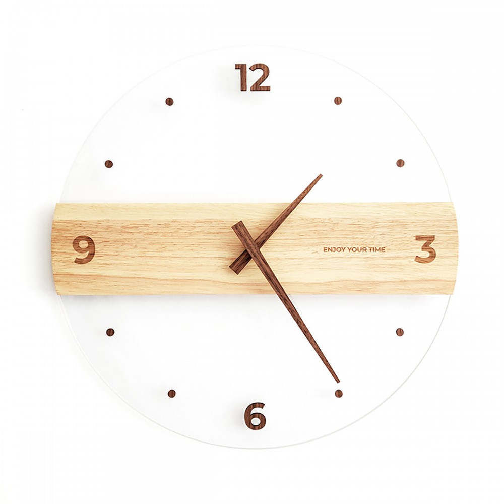 Solid Wood Acrylic Glass Wall Clock Branded