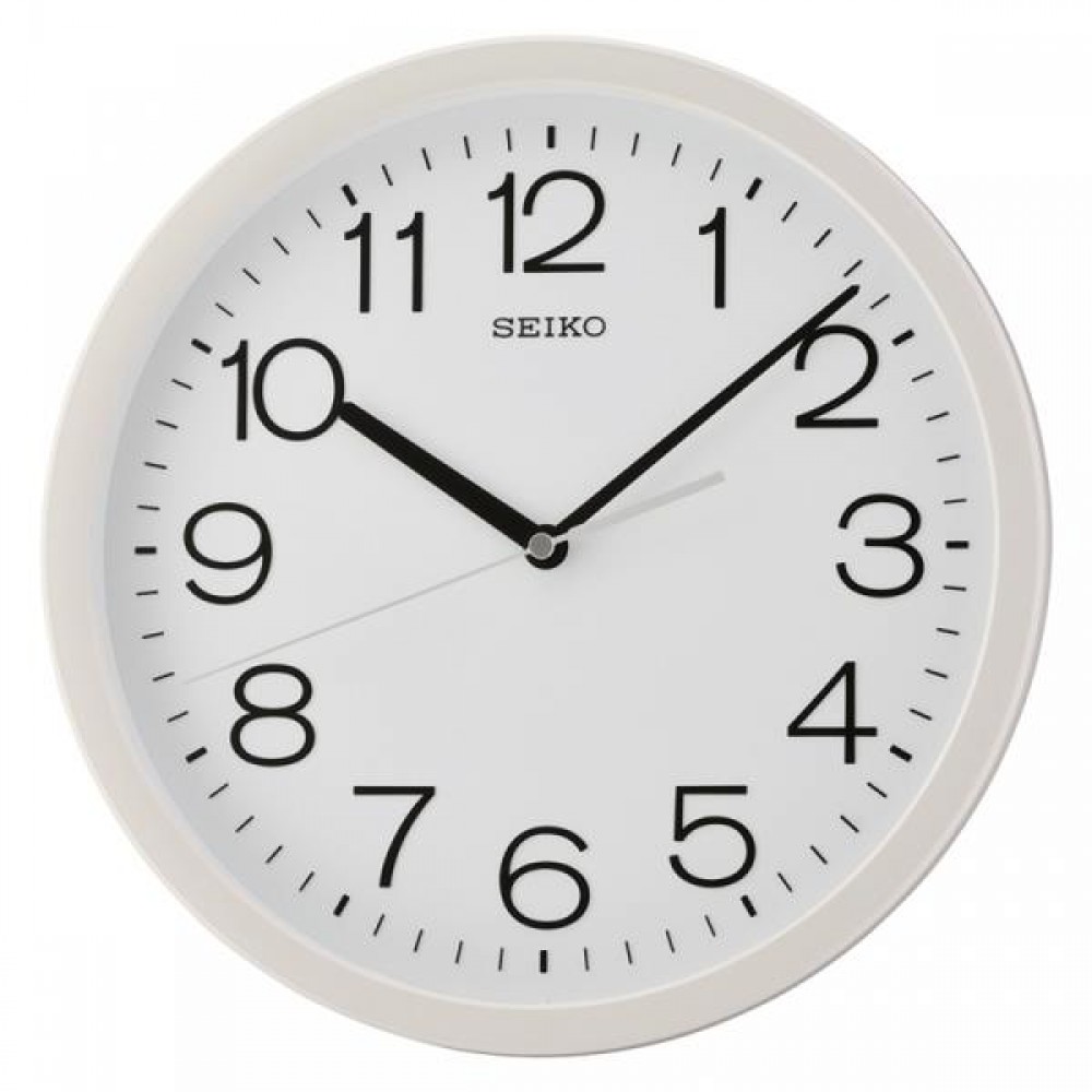 Seiko Silver 12.2" Round Numbered Wall Clock Branded