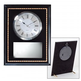 Custom Printed Ebony Piano Finish Clock, Wall or Free-Standing, 4-1/2"x13"