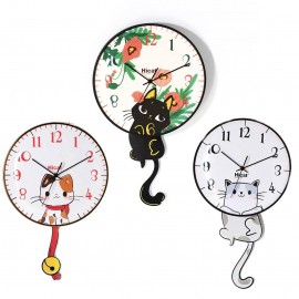 Cat Wall Clock with Sweep Second Hand Logo Printed