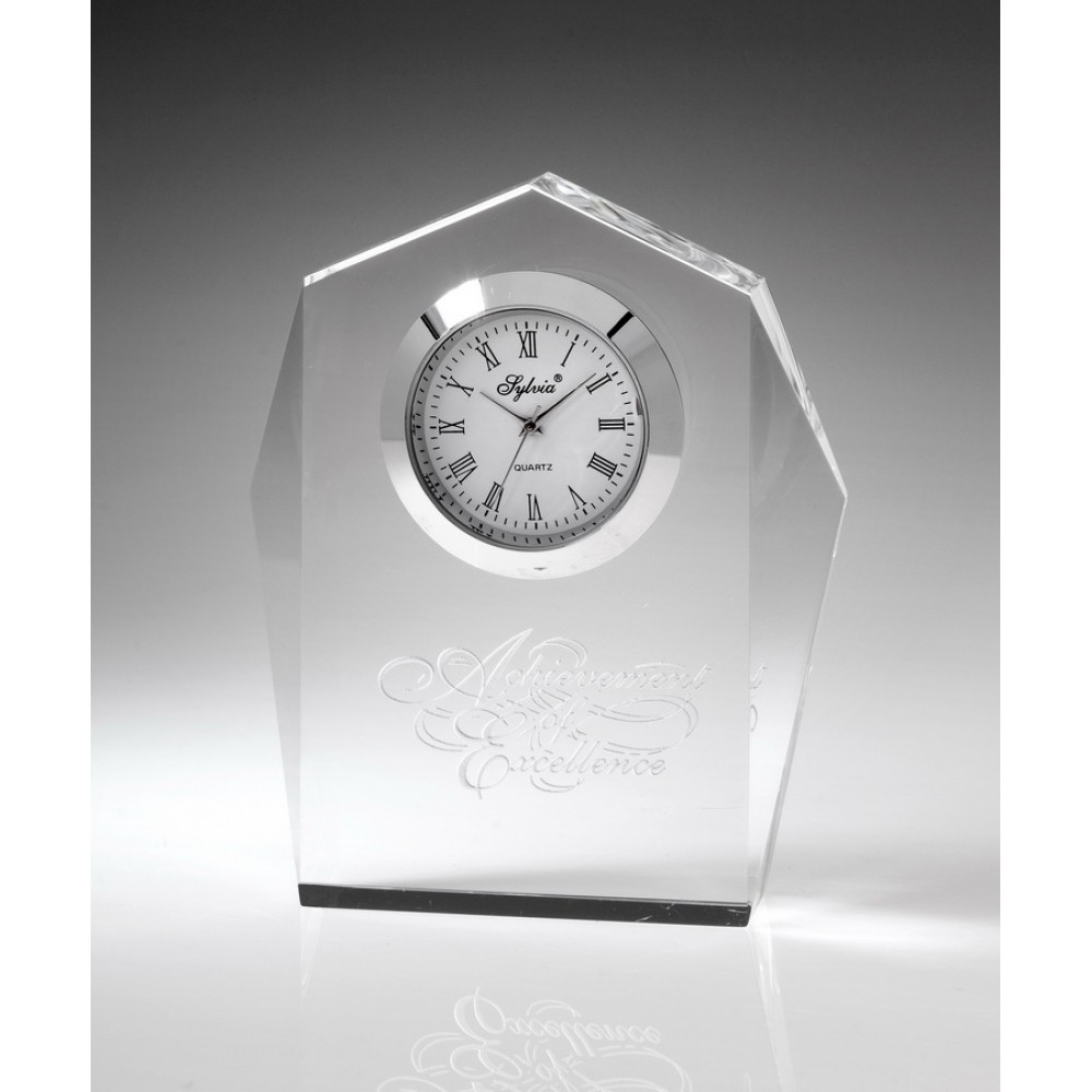 Logo Printed Regal Crystal Desktop Clock