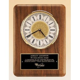 American Walnut Vertical Wall Clock 11 x 15" Logo Printed