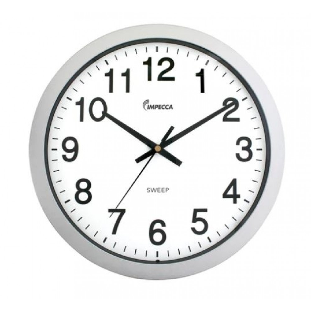 Custom Printed Impecca 14 Inch Sweep Movement Wall Clock Silver