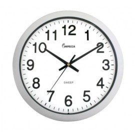 Custom Printed Impecca 14 Inch Sweep Movement Wall Clock Silver  Custom Printed Impecca 14 Inch Sweep Movement Wall Clock Silver