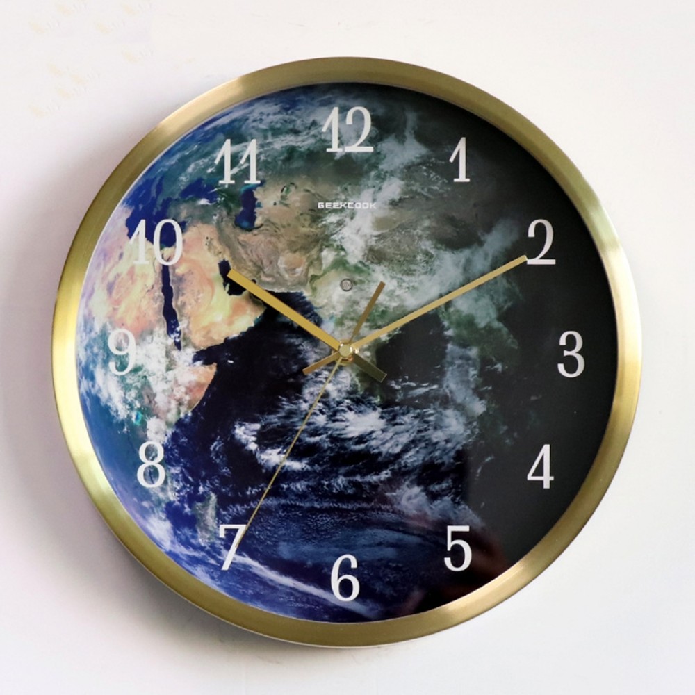 Globe Pattern Wall Clock Logo Printed
