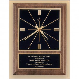 Walnut Vertical Wall Clock with Square Face (8"x10") Custom Imprinted