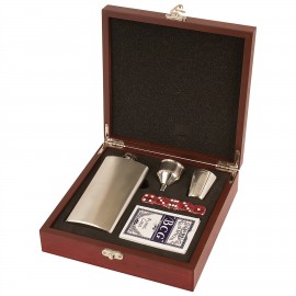 Custom Printed Laserable Rosewood Finish Flask Set