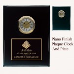 Custom Imprinted Black piano finish quartz clock plaque