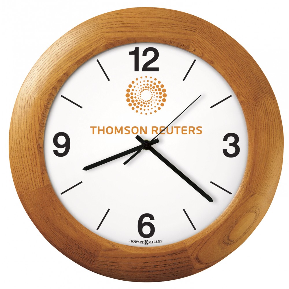 Howard Miller Santa Fe Champagne Oak Finish Wall Clock (Full Color Dial) Logo Printed