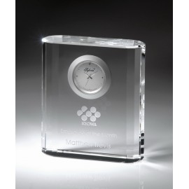 Merit Crystal Desktop Clock Logo Printed  Merit Crystal Desktop Clock Logo Printed