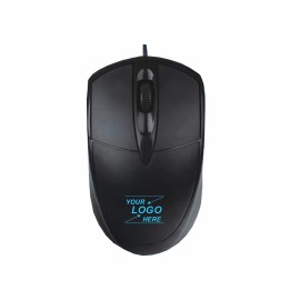 Black Classic 3D Wired Optical Mouse with Logo  Black Classic 3D Wired Optical Mouse with Logo