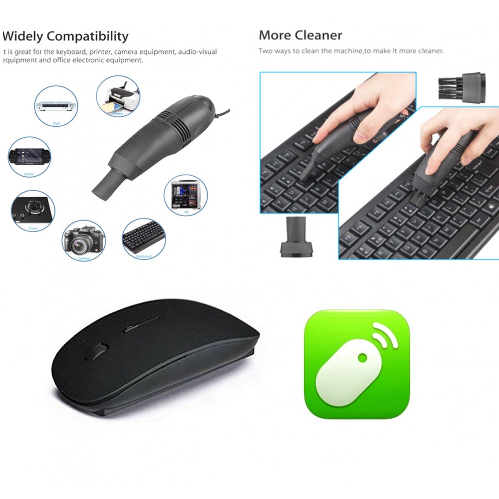 iBank(R)2.4GHz Wireless Mouse + USB Vacuum Cleaner (Black) Logo Printed iBank(R)2.4GHz Wireless Mouse + USB Vacuum Cleaner (Black) Logo Printed