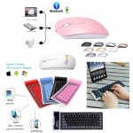 Custom Printed iBank(R) Bluetooth Mouse for MacBook /Laptop / iMac/ iPad + Foldable Keyboard (Pink)