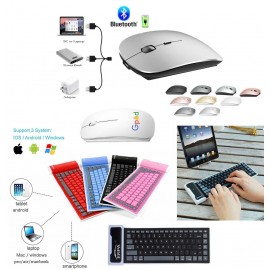 Custom Imprinted iBank(R) Bluetooth Mouse for MacBook /Laptop / iMac/ iPad + Foldable Keyboard (Grey)