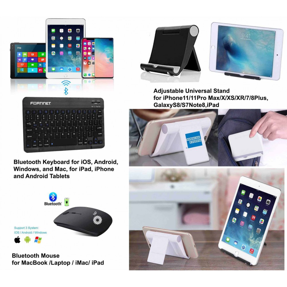 Logo Printed iBank(R) Bluetooth Mouse for Laptop / iMac/ iPad + Bluetooth Keyboard + Foldable Stand (Black) Logo Printed iBank(R) Bluetooth Mouse for Laptop / iMac/ iPad + Bluetooth Keyboard + Foldable Stand (Black)