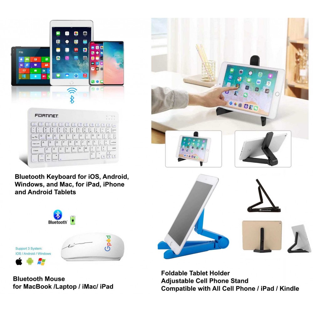 iBank(R) Bluetooth Mouse for Laptop / iMac/ iPad + Bluetooth Keyboard + Foldable Stand (Blue) Custom Imprinted iBank(R) Bluetooth Mouse for Laptop / iMac/ iPad + Bluetooth Keyboard + Foldable Stand (Blue) Custom Imprinted