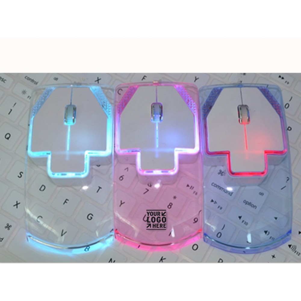 Transparent Flashing Wireless Mouse with Logo