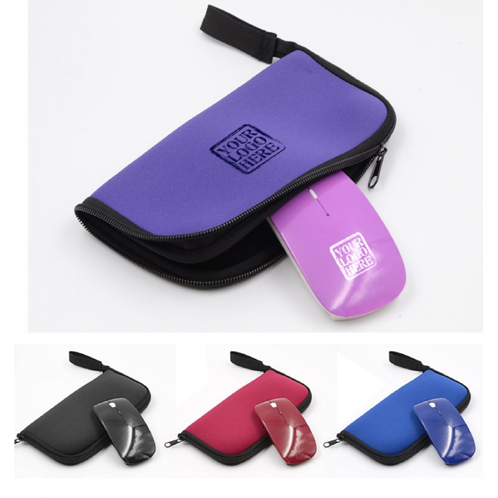 Custom Imprinted Portable computer accessories 2.4G folding wireless mouse and zipped mouse pad Custom Imprinted Portable computer accessories 2.4G folding wireless mouse and zipped mouse pad