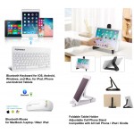 Logo Printed iBank(R) Bluetooth Mouse for Laptop / iMac/ iPad + Bluetooth Keyboard + Foldable Stand (White)