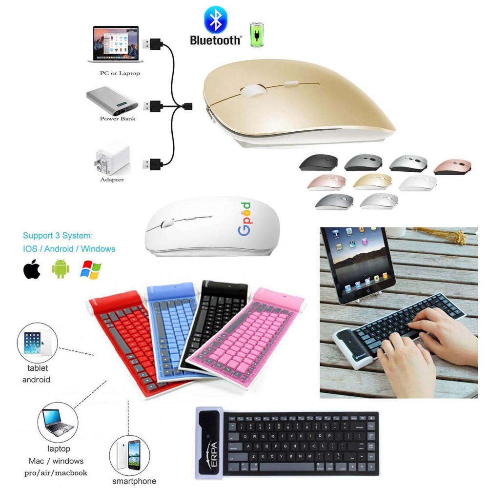 iBank(R) Bluetooth Mouse for MacBook /Laptop / iMac/ iPad + Foldable Keyboard (Gold) Branded iBank(R) Bluetooth Mouse for MacBook /Laptop / iMac/ iPad + Foldable Keyboard (Gold) Branded