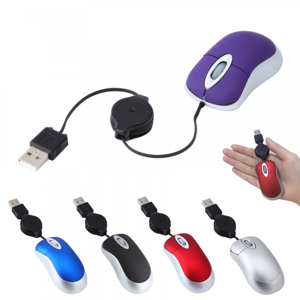 Custom Printed Retractable Travel Optical Mouse Custom Printed Retractable Travel Optical Mouse
