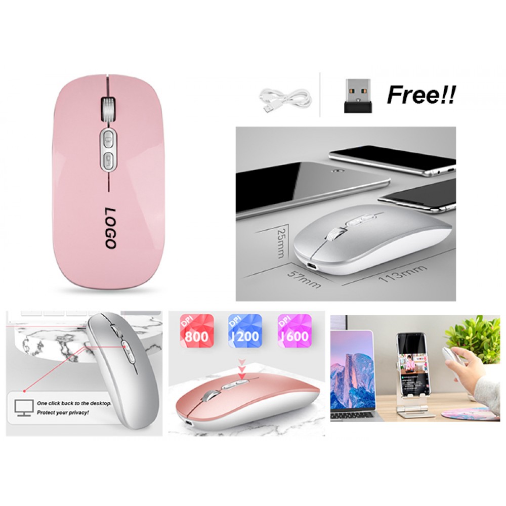 Custom Printed Rechargeable Dual-Mode Wireless Mouse Custom Printed Rechargeable Dual-Mode Wireless Mouse