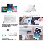 Custom Printed iBank(R) Bluetooth Mouse for Laptop / iMac/ iPad + Bluetooth Keyboard + Foldable Stand (White)