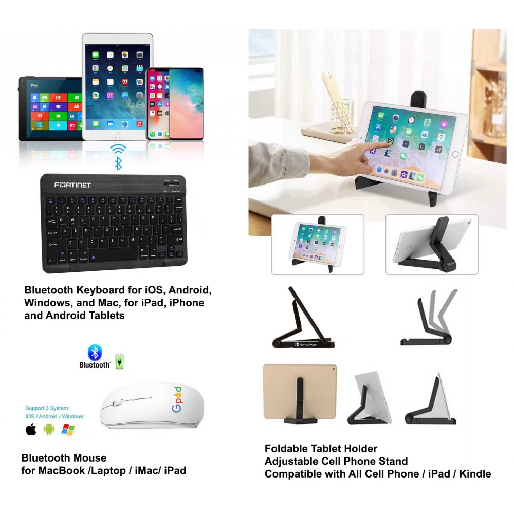 iBank(R) Bluetooth Mouse for Laptop / iMac/ iPad + Bluetooth Keyboard + Foldable Stand (White) Custom Imprinted iBank(R) Bluetooth Mouse for Laptop / iMac/ iPad + Bluetooth Keyboard + Foldable Stand (White) Custom Imprinted