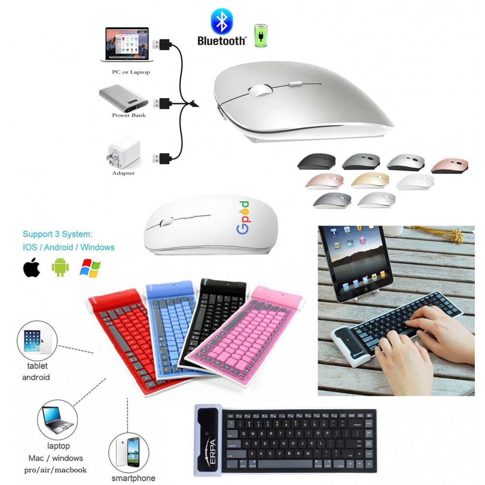 Logo Printed iBank(R) Bluetooth Mouse for MacBook /Laptop / iMac/ iPad + Foldable Keyboard (Silver) Logo Printed iBank(R) Bluetooth Mouse for MacBook /Laptop / iMac/ iPad + Foldable Keyboard (Silver)