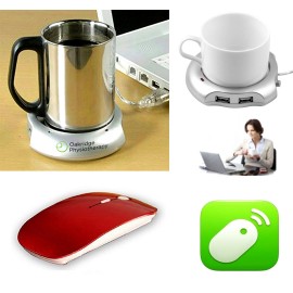 iBank(R)4 Port Hub+Cup Warmer+2.4GHz Wireless Mouse(Red) Custom Imprinted