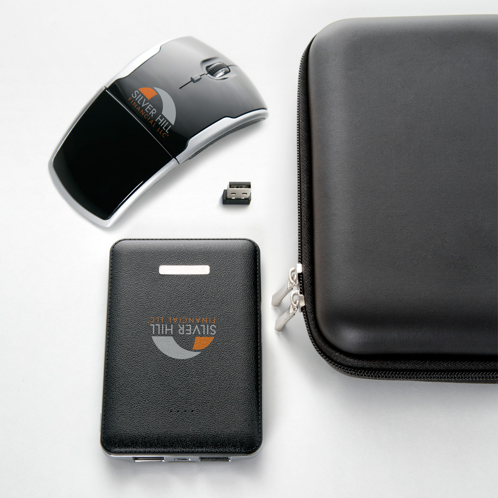 Power Bank and Wireless Mouse Gift Set with Logo