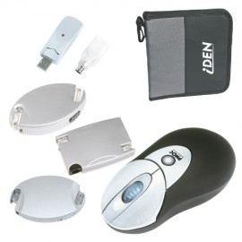 Logo Branded USB-Powered Wireless Optical Mouse Set