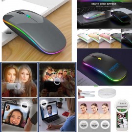 iBank(R) LED Wireless Mouse + LED Ring Light (Grey) Custom Imprinted