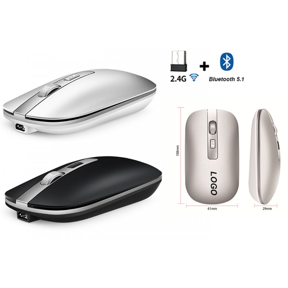 Rechargeable Dual-Mode Wireless Mouse Custom Imprinted Rechargeable Dual-Mode Wireless Mouse Custom Imprinted
