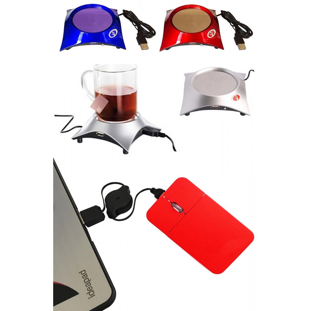 iBank(R) 4 Port USB Hub + Cup Warmer + LED Light up Mouse (Red) Custom Imprinted iBank(R) 4 Port USB Hub + Cup Warmer + LED Light up Mouse (Red) Custom Imprinted