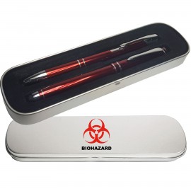 Logo Branded JJ Stylus pen with Murcury Roller in 2 Piece Tin Gift Box