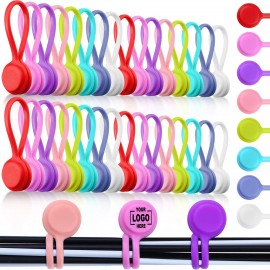 Reusable Silicone Magnetic Cable Cord Ties with Logo