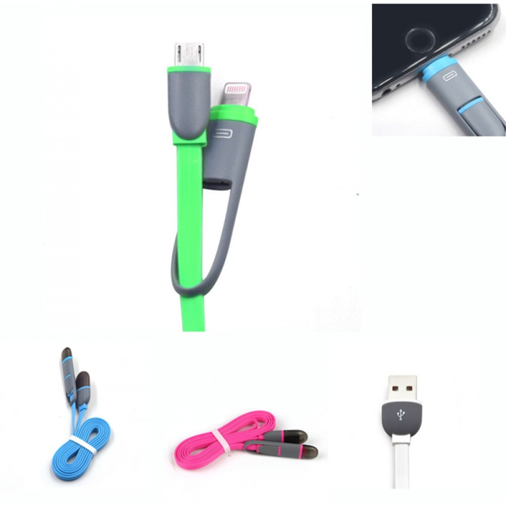 2 in 1 Android IOS Charging Cord Logo Printed 2 in 1 Android IOS Charging Cord Logo Printed