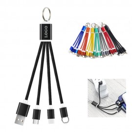 3-In-1 Charging Cable With Keyring with Logo