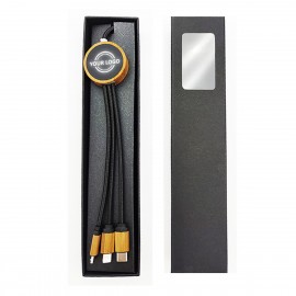 Logo Branded Bamboo Light Up Logo 3 In 1 Charging Cable  Logo Branded Bamboo Light Up Logo 3 In 1 Charging Cable