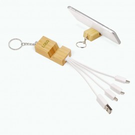 Logo Branded Mini 3-in-1 USB Charging Cable Keychain