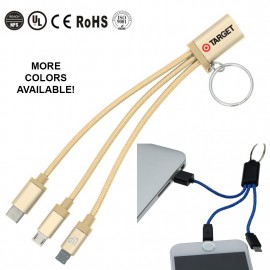 Usb Phone Charging Cable Keychain 2-In-1 with Logo