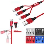 3 in 1 Nylon Woven Braided USB Charging Cable Custom Printed