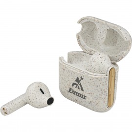 EarthTrendz Wheat Straw & Bamboo Earbuds & Case with Logo