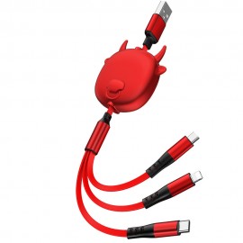 Promotional Bullhead Shape 3-IN-1 Charging Cable
